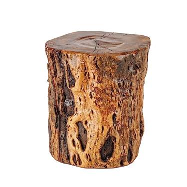 Imagem de THY COLLECTIBLES Banqueta de tronco de árvore natural com suporte de madeira maciça de borda viva, banco, banco de jardim, mesa lateral, mesa de canto - D21 cm x A 23 cm