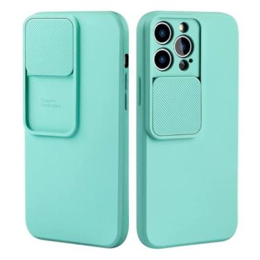Imagem de Capa de telefone com proteção de lente de câmera deslizante para iPhone 14 12 11 13 Pro Max XS Max XR Capa à prova de choque de silicone líquido macio, T7, para iPhone 14Pro Max