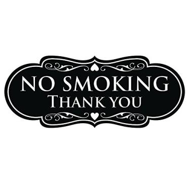 Imagem de All Quality Placa de parede ou porta do designer No Smoking Thank You - Fácil de instalar | Ideal para restaurantes, hotéis e Airbnb | - Preto Grande (1 pacote)