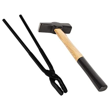 Imagem de Bonbo O conjunto de ferramentas Blacksmith inclui pinças de mandíbula de lobo, pinças de ferreiro e ferramenta de golpe de martelo de ferreiro 0000811-1000 (38 cm)