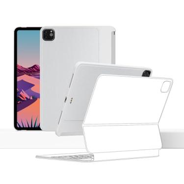 Imagem de EISSCCE Capa para iPad Pro – Compatível com teclado mágico e teclado inteligente fólio, funciona com iPad Pro de 12,9 polegadas 2020-2022, capa magnética suporta carregamento Apple Pencil (branca)
