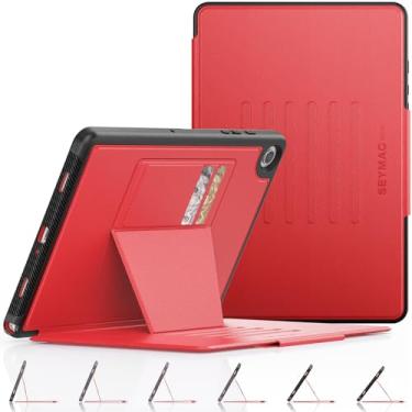 Imagem de SEYMAC stock Capa para tablet Samsung Galaxy Tab A9+ Plus 5G de 11 polegadas, capa inteligente de hibernação automática com suporte magnético multiângulos, capa com compartimento para cartão para