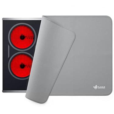 Imagem de FLASLD Tampa superior de fogão à prova de fogão, tapete superior de fogão de vidro resistente ao calor 53 × 74 cm para fogão elétrico, tapete protetor de bancada para fritadeira a ar, liquidificador, máquina de café, reutilizável e fácil de limpar, cinza