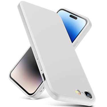 Imagem de YSLBWLE Capa para iPhone SE 2022/iPhone SE 2020/capa para iPhone 8/iPhone 7, capa fina de silicone líquido, à prova de choque, capa fina para celular, capa protetora de câmera de corpo inteiro - bege