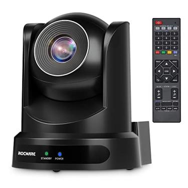 Imagem de ROCWARE Câmera PTZ RC20, webcam com lente zoom [saída USB e foco automático], câmera de transmissão ao vivo Full HD 2K 1080P, câmera de zoom óptico de 10x, zoom digital 16x [correção de baixa luz e equilíbrio de branco]