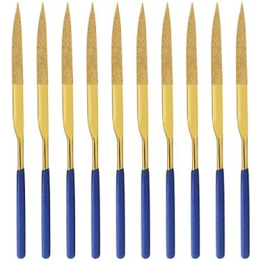Imagem de FOCMKEAS Lixa de agulha de diamante de 10 peças (4 mm x 160 mm, grão 150) Minilas de metal revestidas de titânio, arquivos de ponto de corte para trabalhos de arquivo de metal de precisão em