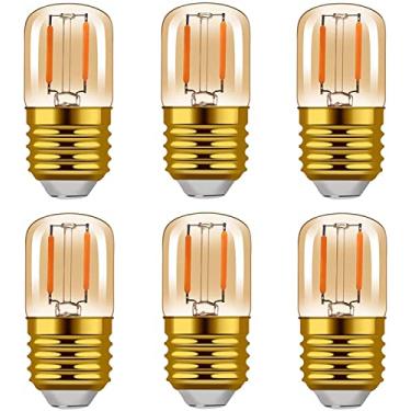 Imagem de Lâmpadas noturnas LED Edison de baixa potência de 1 W quente, mini lâmpada vintage T28 10 W incandescente igual, lâmpada de base de parafuso média E26 para decoração de lâmpadas de forno, pacote com 6