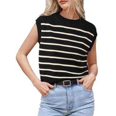 Imagem de Camiseta feminina de algodão feminina sem mangas primavera e verão com capuz tricotado casual feminina de algodão, Preto, G