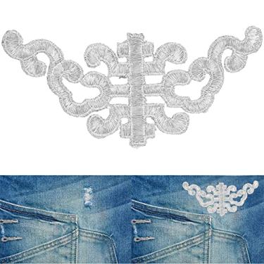 Imagem de 4 peças de adesivos bordados de tecido de costura DIY aplique de artesanato decoração acessórios de roupas (Fengzi prata)