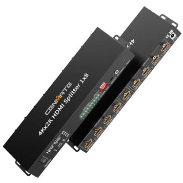Imagem de CENMATE Divisor HDMI 4K 1x8 1 entrada 8 saídas, divisor HDMI de 8 portas suporta duplicado/espelho 4Kx2K @30Hz, HDM 1.4, EDID, HDCP, reprodução de vídeo 3D para projetor, HDTV