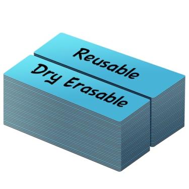 Imagem de LLPT Etiquetas magnéticas apagáveis a seco 1,3 cm x 5 cm 50 pacotes de adesivos magnéticos em branco para escrita, reutilizáveis para prateleira de geladeira, quadro branco, caixa de ferramentas e