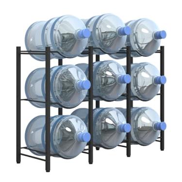 Imagem de Mocomax Suporte removível para 9 garrafas, suporte resistente de 3 andares, organizador para cozinha, escritório, sala de estar, preto