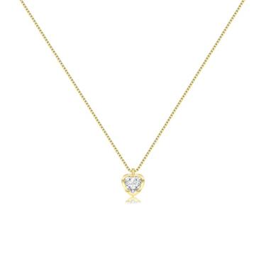 Imagem de Raelyn&Bev. L'Amour Collection, colar com pingente de coração de prata esterlina 925, colares gargantilha para mulheres, meninas com pano de polimento e bolsa de veludo com cordão, 16in+2in, Zircônia