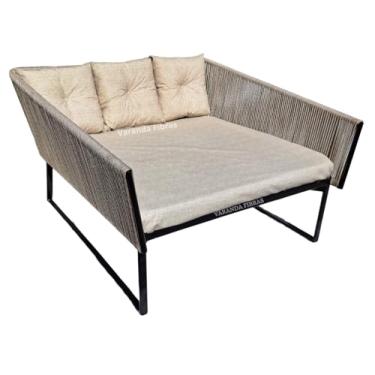 Imagem de Chase Orbital Quadrada Poltrona em Corda Náutica e Alumínio - Tecido Linhão Bege