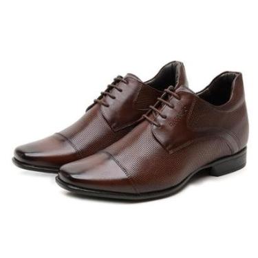 Imagem de Sapato Social Rafarillo Couro Masculino Salto Embutido Você Até 7cm Mais Alto Bico Quadrado Basico-Masculino