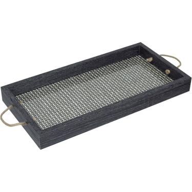 Imagem de BANDEJA DECORATIVA PARA SERVIR HOME&CO RETANGULAR MDF 40x20x4cm PRETO