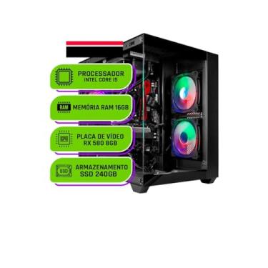 Imagem de PC Gamer Alligator Shop Intel Core i5 3470, Radeon RX 580 8GB, Memoria 16GB DDR3, SSD 240GB, Preto Black