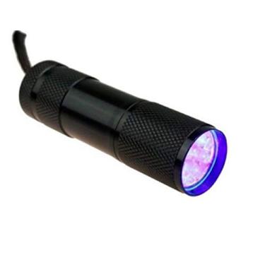 Imagem de Lanterna 9 Leds UV Luz Negra Ultra Violeta de Aluminio Preto. Caça Escorpiao, Detecta Nota Falsa e cartão, caça vazamento, vidro quebrado, seca esmalte, tinta e cola, Camping, Carrega Slime