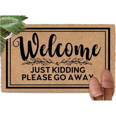 Imagem de Shflytu Welcome Just Kidding Please Go Away 76.2 cm x 45.7 cm Proteja seus pisos com tapetes de porta internos para casa, exterior, tapete de porta externa, tapete de entrada interna