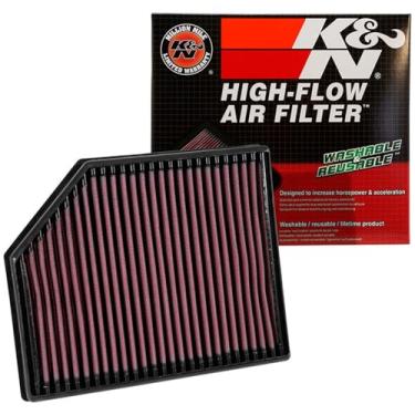 Imagem de K&N Filtro de ar do motor original de alto fluxo vitalício: Aumento de potência: Premium, Lavável: Compatível com VOLVO 2016-2024: S60, S90, V60, V90, XC60, XC90, 33-3065