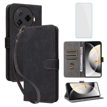 Imagem de IUQXU Capa carteira para celular Tecno Camon 30 Pro 5G com protetor de tela [bloqueio RFID] Capa de celular flip de couro com suporte para cartão feminino e masculino para Tecno Camon30 Pro CL8 Camon