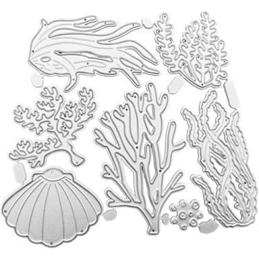 Imagem de Criaturas marinhas cortadas para fazer cartões, criaturas marinhas de corte de metal, parabéns, cortes, modelo de estênceis de gravação de feliz aniversário para decoração de scrap-booking, cartão de