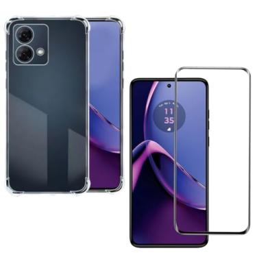 Imagem de Capa Capinha Anti Impacto + Película de Vidro Temperado 3D Para Moto G84 Tela De 6,55 Polegadas - (Bluepink)