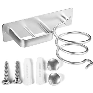 Imagem de YUET Suporte para secador de cabelo, estação de secador de cabelo, suporte de prateleira em espiral montado na parede, suporte para alisador, organizador de sopro com furos para banheiro, alumínio,