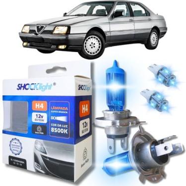 Imagem de Kit par lâmpadas super branca conector h4 8500k shocklight + par leds 