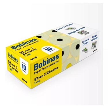 Imagem de Bobina Emissor De Cupom Ecf C/10 Rolos Térmica 57mmx22 Met - spiral