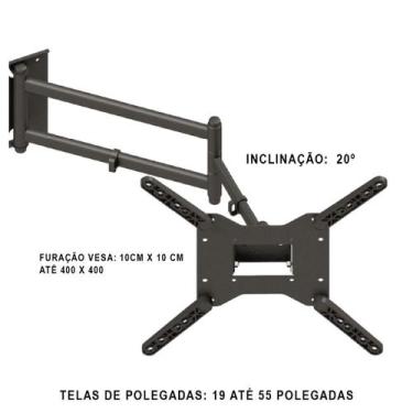 Imagem de Suporte reforçado parede triarticulado com inclinação para tv/monitor 