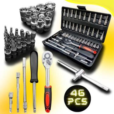Imagem de Jogo Kit De Soquete 46 Peças 1/4 Catraca Chave Allen Torx - ITBLUE