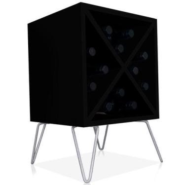 Imagem de Suporte Adega De Vinho Santiago Madeira MDF 12 Garrafas - Prata Preto 