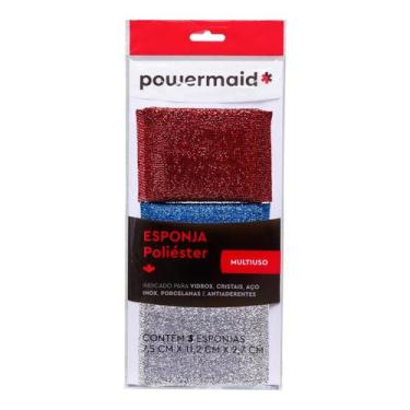 Imagem de Kit 3 Esponja Limpeza Poliéster Multiuso Bucha Powermaid