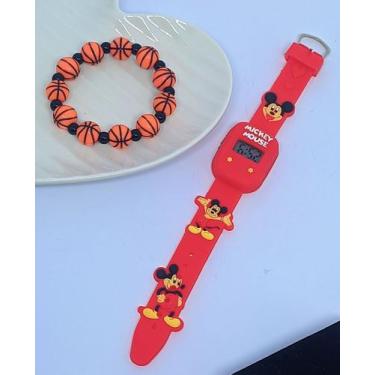 Imagem de Kit Relógio Infantil Digital Prova água Silicone Super Heróis Desenho 