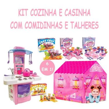 Imagem de Kit Minha Casinha Rosa Com Cozinha e Acessórios P/ Criança - Big Star 