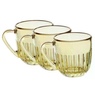 Imagem de Conjunto de Xícaras de Vidro Gold Athena de 280ML com 3 Peças - Wincy 