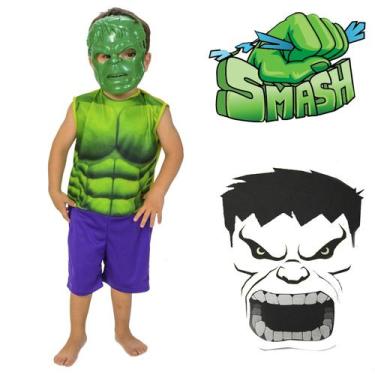 Imagem de Roupa Infantil Hulk Incrível Menino Com Mascara - Masters Toys 