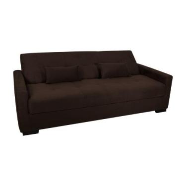 Imagem de Sofá Cama Tone 203cm Reclinável Manual Suede Marrom - Sallar Home