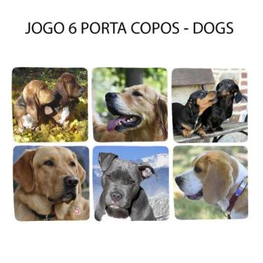 Imagem de Jogo 6 Bolacha de Chopp Personalizado Neoprene Cachorro Vira lata Quad