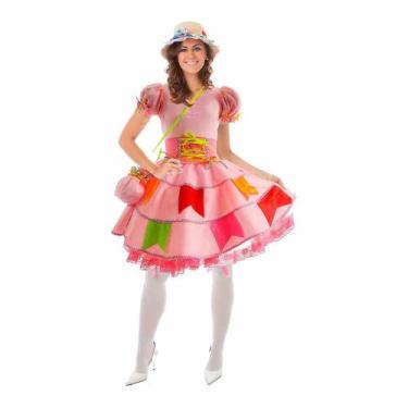 Imagem de Vestido Festa Junina Feminino Com Espartilho Bandeirinhas e bolsa - Fa