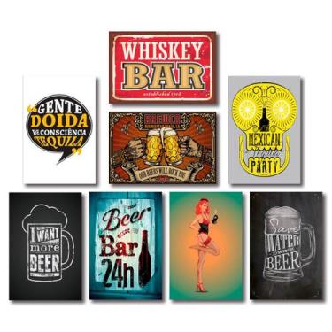 Imagem de Kit Placas Decorativas Bar Drinks Vintage Mdf - 8 Placas - Art Print, 