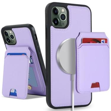 Imagem de SailorTech Capa para iPhone 11 Pro Max com suporte para cartão de crédito seguro para iPhone 11 Pro Max, capa de couro para mulheres compatível com mag safe carteira destacável 2 em 1 para homens -