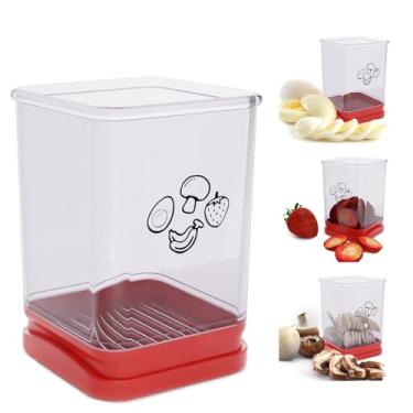 Imagem de Tewodila Copo fatiador de frutas, cortador rápido para ovo de maçã e morango, banana, maçã, utensílio de cozinha para corte de vegetais de aço inoxidável, ferramenta de corte portátil de cozinha (1