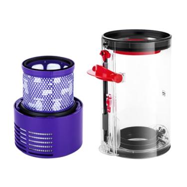 Imagem de QINAN Peças de reposição atualizadas compatíveis com Dyson Cyclone V10 Animal, V10 Total Clean, V10 Absolute, V10 Animal, SV12 Aspirador de pó HEPA acessórios de filtro 969509-01, azul/cinza