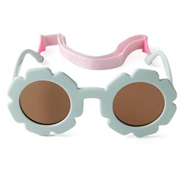 Imagem de JUDOO Óculos de sol infantis com alça polarizada flexível para bebês meninos meninas de 0 a 24 meses, Verde claro/chá