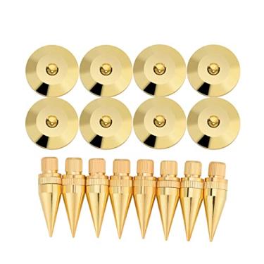 Imagem de Chazcool Kit de almofada de ponta de alto-falante, 8 pares de 6 x 36 mm de cobre para alto-falante com suporte de base para alto-falante, amplificador, leitor de CD DVD, gravador de toca-discos,