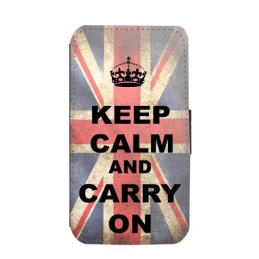 Imagem de Rikki Knight Keep Calm and Carry On Capa Carteira Flip Bandeira Britânica com Aba Magnética para Samsung Galaxy S3