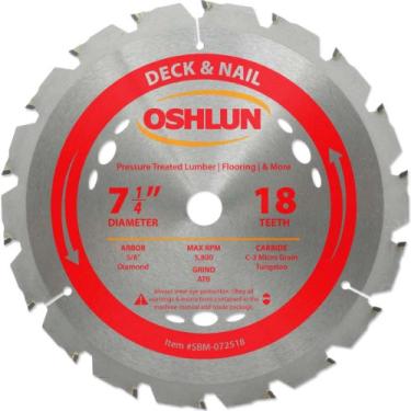 Imagem de Oshlun SBM-072518 Lâmina de serra de unhas e deck de 18 dentes ATB 18 polegadas com borda de 1,58 cm (Diamond Knockout)