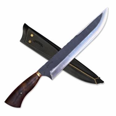 Imagem de Faca P/ Churrasco Rústica Aço Inox 2mm 10p Cabo De Madeira - Patron